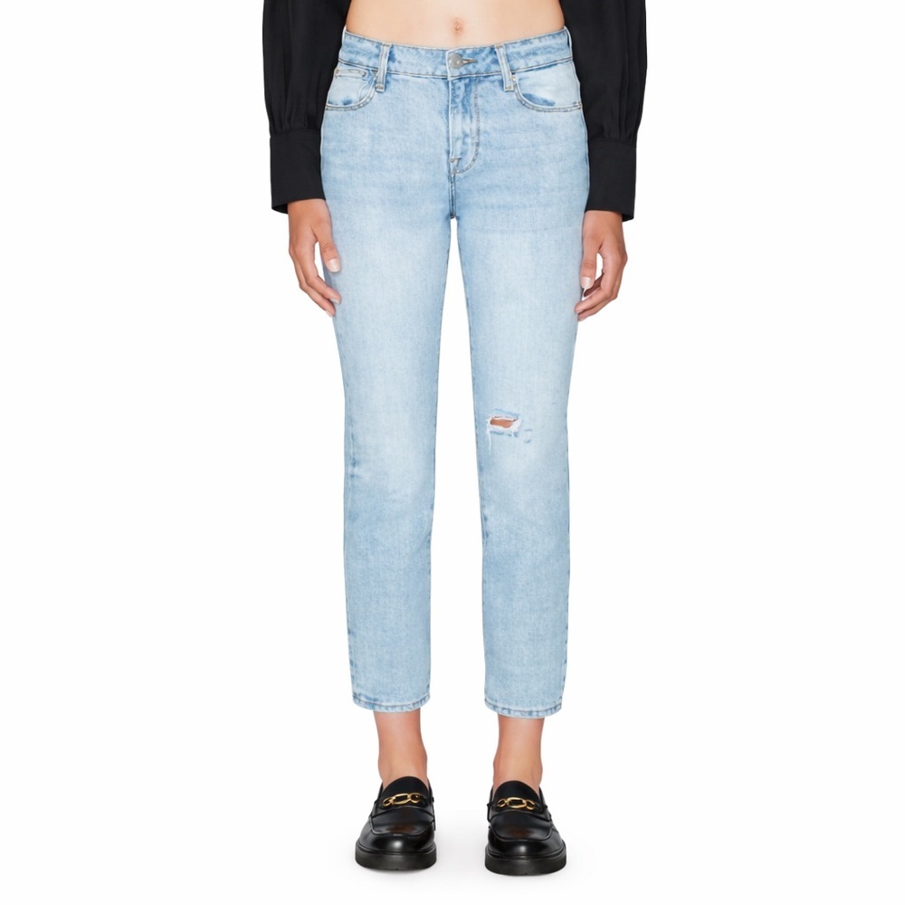 Frame Denim 27 Le High Straight Leg Jean 0075 Winslow light wash distressed